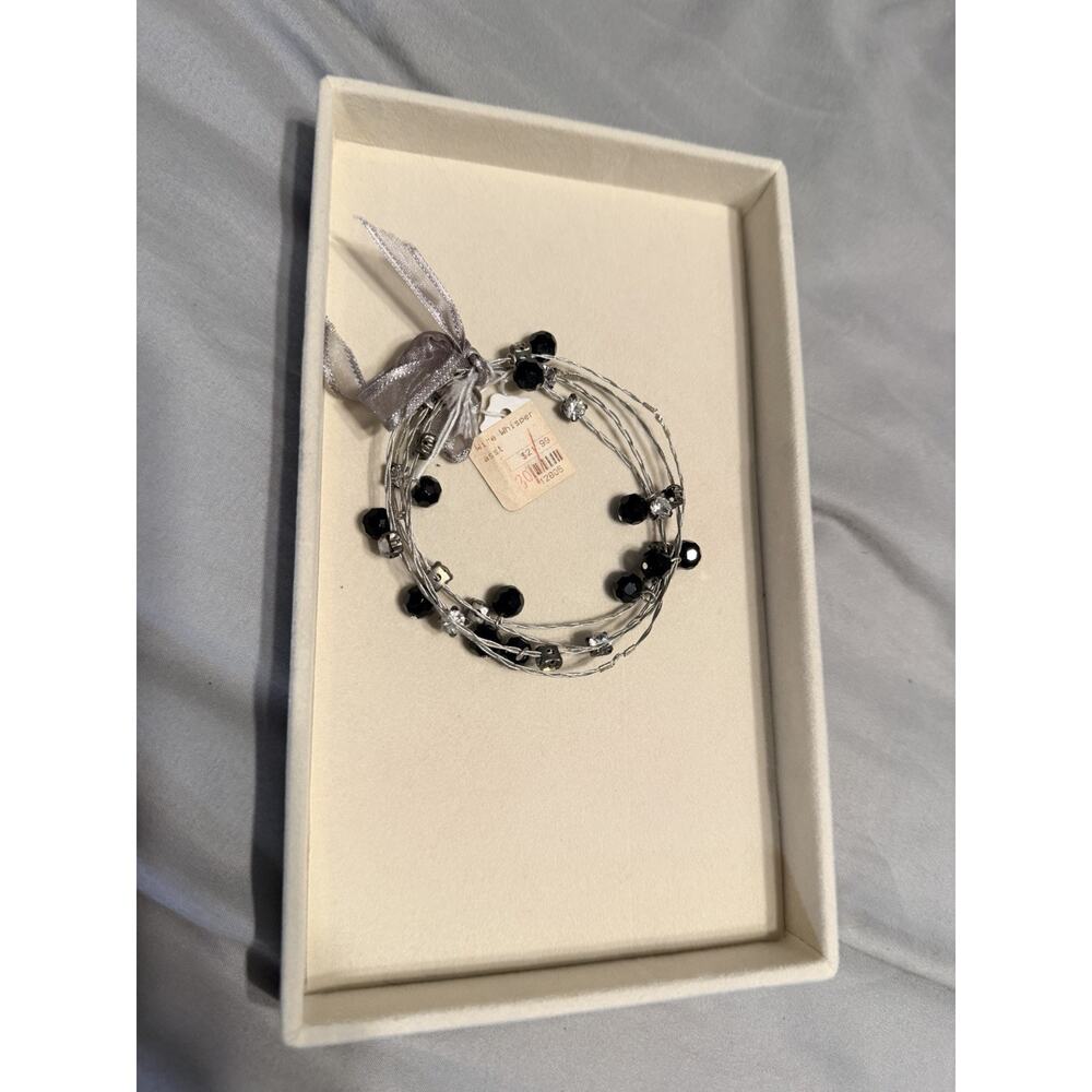 Black bead wire stackable bracelets
